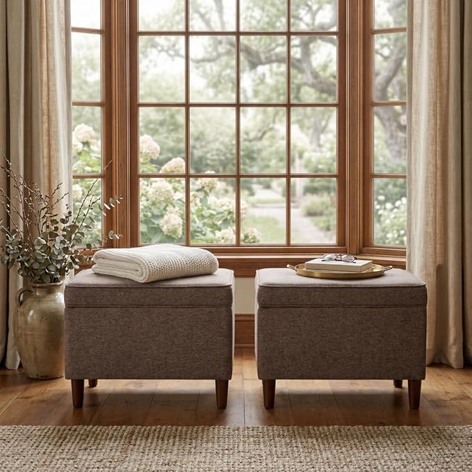 Spatial Order 24" Dinah Collection Storage Ottoman - Chocolate Brown