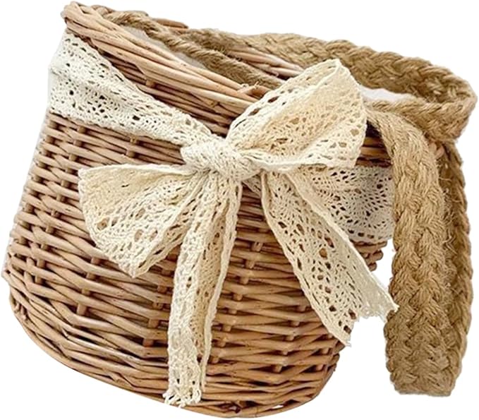 PRETYZOOM Woven Storage Basket Decorative Weaving Rustic Hand-woven Flower Basket for Weddings Picnics and Home Organization Lightweight and Multi-functional Design