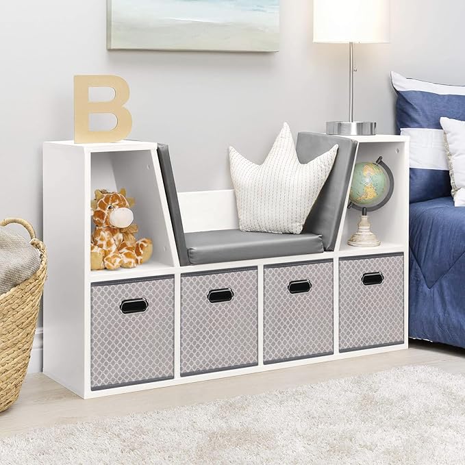 Black Foldable Storage Cubes Bins , Fabric Storage Box Cubes Organizer Baskets with Dual Handles for Home Organizer Grey Light