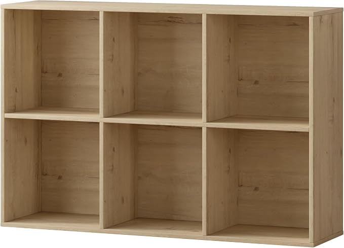 6 Cube Storage Organizer, Wooden Cube Shelves with Closed Back Panel, Reversible Bookcase, Cubes Closet Organizer for Home, Living Room, Kids Room, Office, Bedroom, Study, Hallway