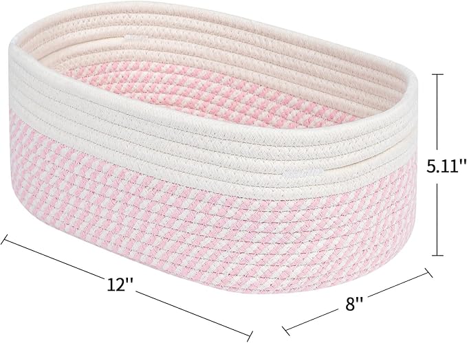 CubesLand Rectangle Woven Cotton Rope Storage Basket for Organizing | Small Basket for Kids, Baby Nursery, Cat Dog Toy Baskets, Organizer Bins for Shelves 3 Packs