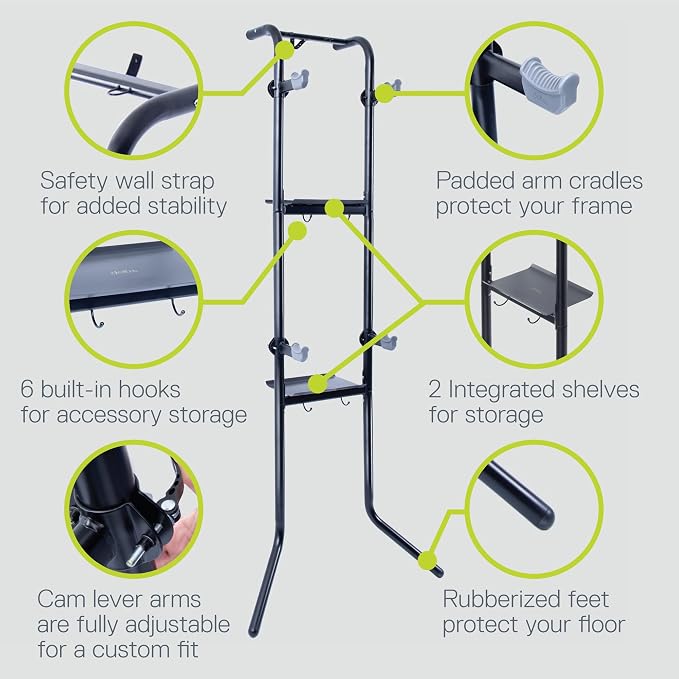 Delta Cycle DeltaGravity Connect 2 Bike Storage Rack - Gravity Fully Adjustable Bike Storage Garage For Road, MTB, and Hybrid Bicycles - Vertical Bike Rack Holds Up To 200 lbs