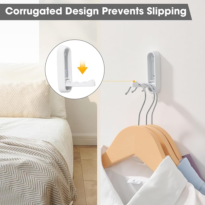 Folding Wall Hooks, 2 Pack, White, Zinc Alloy, Heavy Duty Coat Hooks | 90° Foldable Design, Wall Mounted, Zinc Alloy, Flip-Down Design, Includes Screws And Anchors, For Bedroom, Entryway, Closet