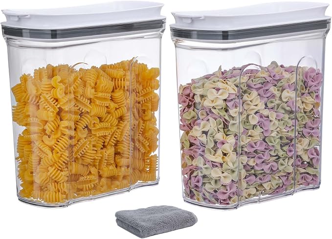 Cereal Containers Storage Set, Airtight Food Storage Container with Lid 2.5L,2PCS BPA-FREE Plastic Pantry Organization Canisters for Rice Cereal Flour Sugar Dry Food in Kitchen…