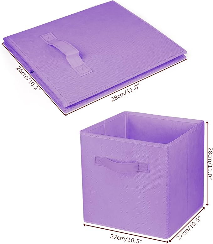 2 Pcs Storage Cubes, 10.5 Inch Collapsible Storage Bins, Fabric Foldable Bins for Organization, Durable Storage Bins for Closet, Shelves, Offices (Light Purple)