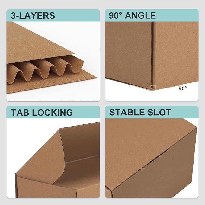 CRUGLA 10x8x6 Shipping Boxes, 15 Pack Brown Kraft Folding Mailer Boxes, 3-Ply Corrugated Cardboard Box Mailers for Small Business Packaging, Mailing & Storage