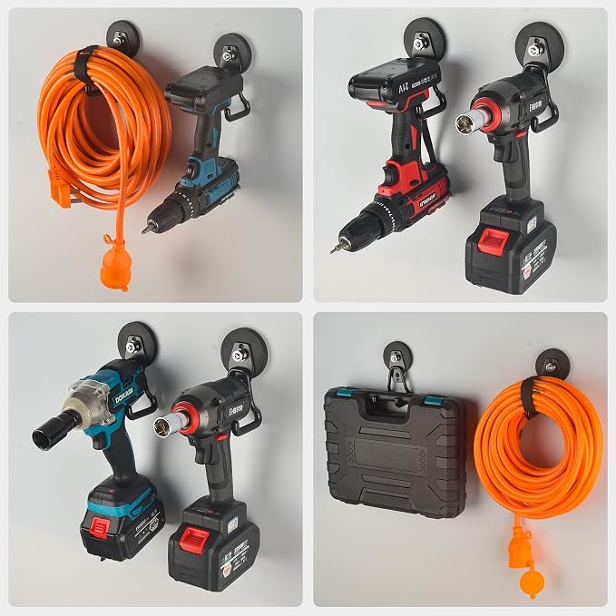 MUTUACTOR Upgraded Strong Magnetic Hooks Heavy Duty,4-Pack Unique Mounting Magnet with Hook,20lbs Durable Storage Magnet Hook for Storing Cordless Impact Drivers Trailer Cord Garage Tools