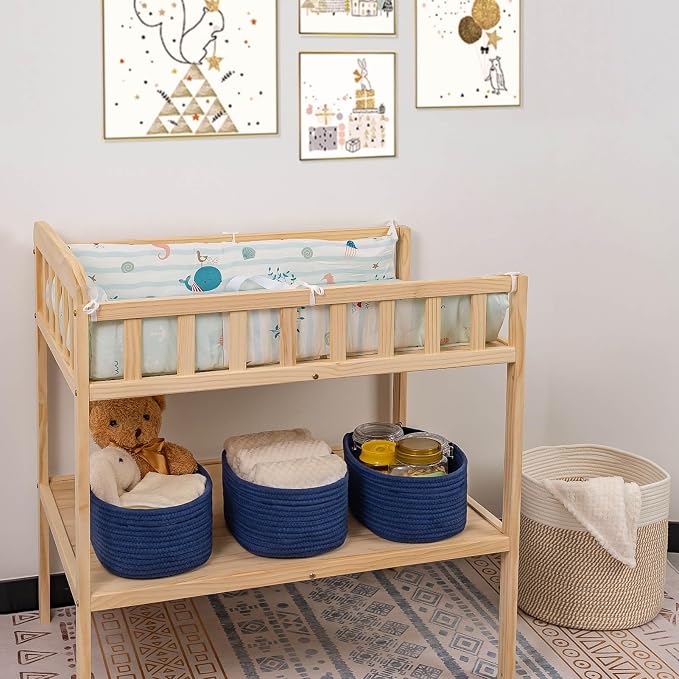 CubesLand Storage Basket, Cotton Rope, Navy Blue, 2 Pack, Organizing/Storage, Closet, Shelves, Decorative | Long-lasting &Skin-friendly Toy Storage Basket Bin,Stylish Room Decor Basket,Navy Blue Cotton Rope Basket 2 Packs