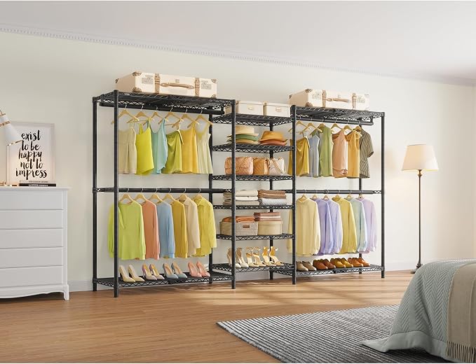 VIPEK X3 Plus Large Expandable Closet Rack Wardrobe Closet Organizer Black | Freestanding Clothes Racks with Adjustable Shelves and Hanger Rods from 5'10" to 8'8", Large Modular Closet Systems 1360LBS