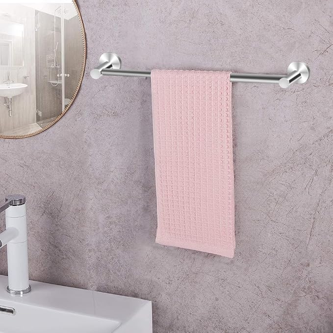 MGahyi Towel Racks for Bathroom-Adjustable Towel Holder(13.18inch-24inch) Sturdy and Rustproof Towel Bar Wall Mounted, Single Towel Bar Rod for Bathroom Accessories (Silver, 2Pack-Towel Bar)