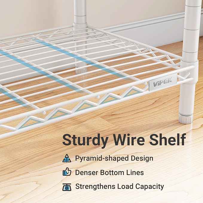 VIPEK X20 Expandable Metal Clothing Rack Adjustable from 3'3" to 4'8" Heavy Duty Garment Racks with Adjustable Shelves and Hanger Rods Portable Wardrobe Open Closet Rack System, White
