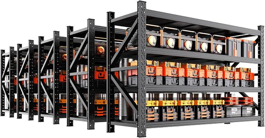 5-Pack 6000LBS Heavy Duty Metal Shelving Adjustable Garage Shelving Unit 4 Tier Storage Shelves, Heavy Duty Shelving79 W x 24" D x 73" H Black