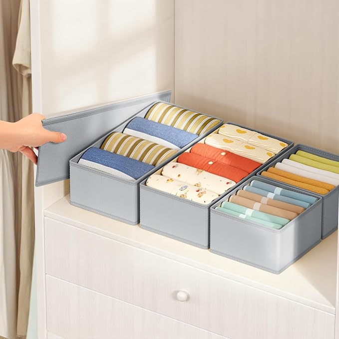 DIMJ Drawer Organizer Clothes Storage - 18 Pack Baby Dresser Organizer for Nursery, Foldable Drawer Dividers for Bedroom Closet Organization, Fabric Storage Bins for Socks, Underwears, Bras