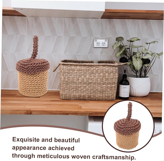 Handwoven Cotton Rope Storage Basket Decorative Organizer for Shelves Large Capacity Space-saving Woven Sundries Box Stylish Desktop Display for Home Kitchen Bathroom