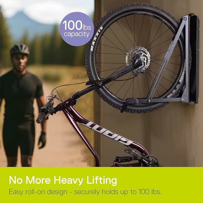 Pivot Bike Storage Rack by Delta Cycle - Bike Rack Garage Wall Mount Swivels to Save Space - No Lifting Required Vertical Bike Rack - Indoor Bike Storage Wall Hanger Holds Up to 100 lbs