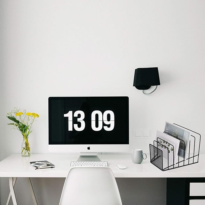 2 Pack File Organizer Incline Desktop File Sorter 7 Sections | Multi Step File Organizer Incline Desktop File Sorter Metal Wire Mesh Step File Letter Sorter, 7 Sections, Black