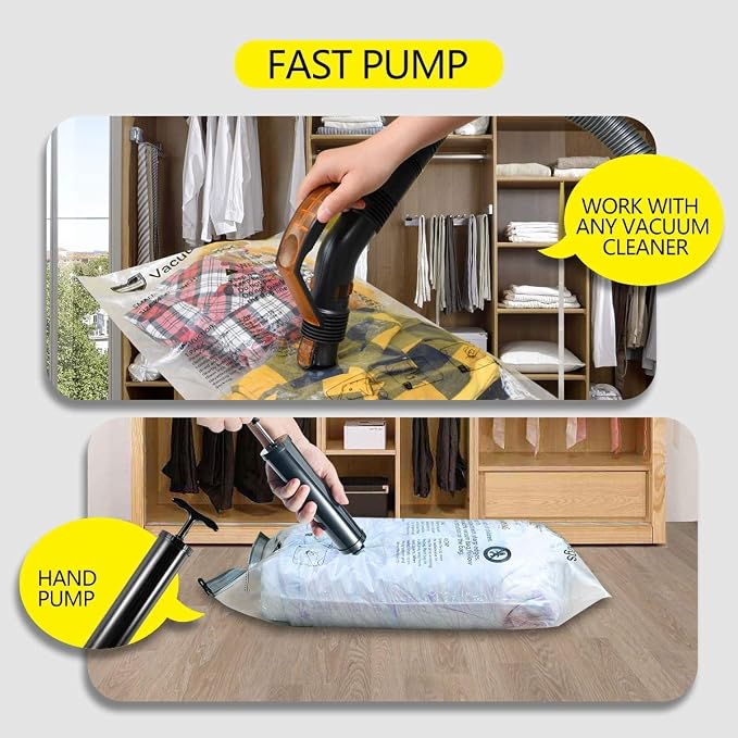 GONGSHI Vacuum Storage Bags, Space Saver Seal Bags For Clothing, Travel Luggage,Blankets, Comforters, Pillows, Clothes Storage.5 Jumbo 5 Large
