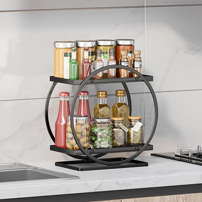 Bathroom Counter Organizer, 2-Tier Black Perfume Organizer Dresser | Bathroom Organizer Counter Shelf, Vanity Makeup Organizer Countertop, Skincare Tray Perfume Holder for Bathroom Sink Storage