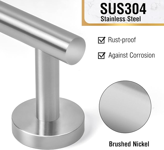 HITSLAM Brushed Nickel 18 Inch Towel Bar for Bathroom, SUS304 Stainless Steel Bathroom Towel Rack Wall Mounted, Modern Home Decor Bath Towel Holder with Hardware Accessories (Total Length 19.8 Inch)