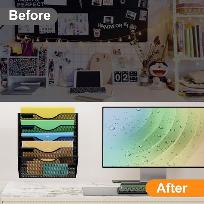Kuntine.B Wall File Organizer Office Hanging Magazine Holder Wall File Organizer for Office Home