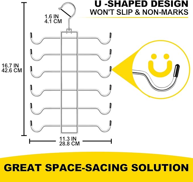 Metal Tank Top Hanger 2 Pack, Space Saving Bra Organizer with 24 Easy Access Hooks, 360° Swivel Closet Organizers and Storage, Apartment College Dorm Room Essentials, Small Space Organization Solution | Space Saving Bra Organizer with 24 Access Hooks, ...