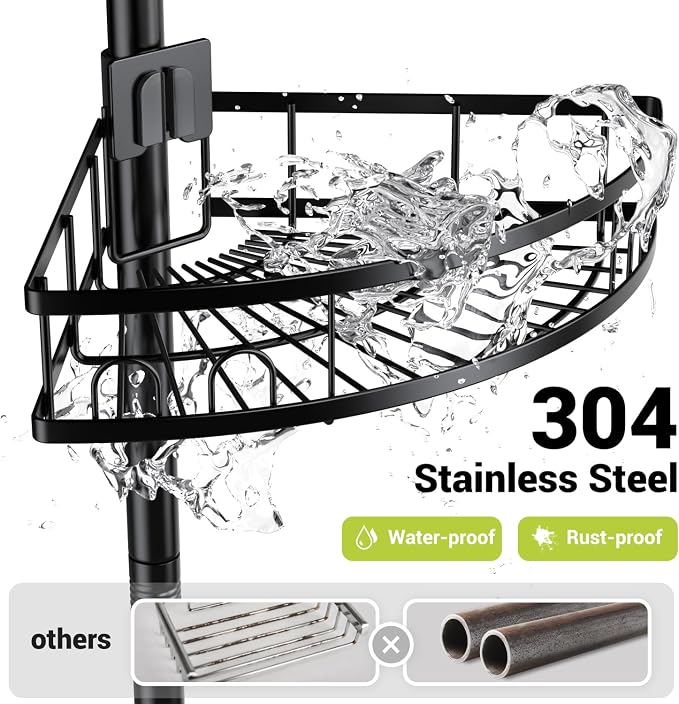 Aitatty Corner Shower Caddy Standing: 4-tier Rustproof Shower Organizer Shelf - Floor Shower Corner Shelf for Bathroom, Renters, Apartment & Dorm