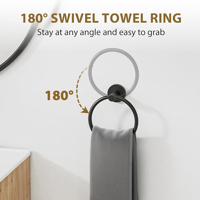 Luxbaro 24 Inch Matte Black Bathroom Hardware Set, Thicken, 4-Piece | Modern Towel Bar Set, Wall Mounted Towel Racks for Bathroom, Durable SUS304 Stainless Steel Bathroom Accessories Set
