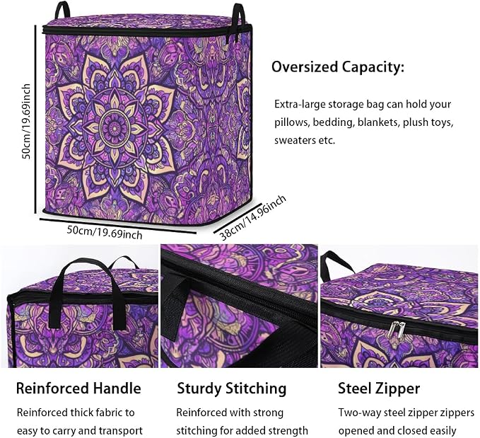 2pcs closet organizers and storage under bed,clothing blanket sweater sheet bedding comforter duvet quilt pillow toy storage bags with lids,dorm room essentials for containers 95L