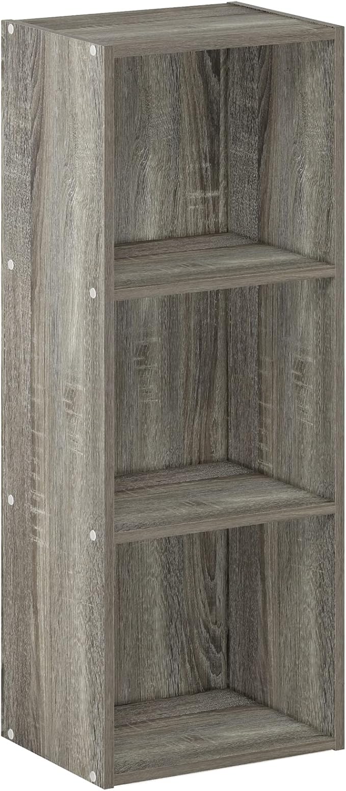 Furinno Pasir 3-Tier No Tool Assembly Open Shelf Bookcase, French Oak