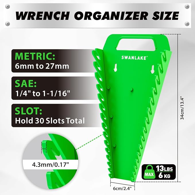 10-Piece Magnetic Socket and Wrench Organizer Set, 1/4", 3/8", 1/2" Drive Metric SAE Socket Organizer, Magnetic Wrench Holder 30 Slots Total, Tool Box Organizers (Sockets Wrenches not Included)