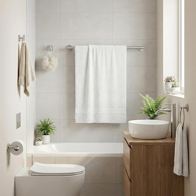 5 Piece Bathroom Towel Bar Set - SUS304 Stainless Steel Brushed Nickel Bath Towel Holder, 16 Inch Towel Racks for Bathroom Wall Mounted, Bathroom Hardware Accessories Set