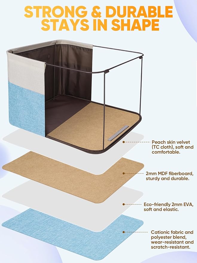 BALEINE 1 Pack Fabric Closet Storage Bins for Shelves, Linen Closet Organizers and Storage, Decorative Baskets for Organizing, Shelf, Clothes, Home, Office (Skyblue, 15''x11''x9.5'')