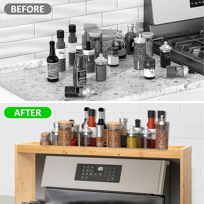 Over the Stove Spice Shelf for Kitchen,33" Over Stove Spice Rack Organizer | Stove Top Shelf, Stove Shelf for Back of Stove,Above Stove Shelf Spice for Kitchen