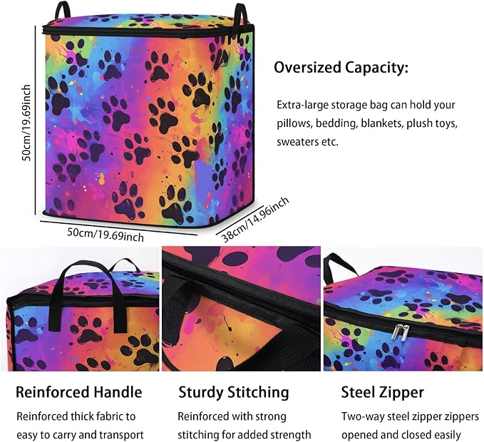 2pcs blanket storage bag for under bed,closet organizers 95L | quilt duvet sweater sheet bedding pillow clothes storage for closet,dorm moving essentials containers with portable handles