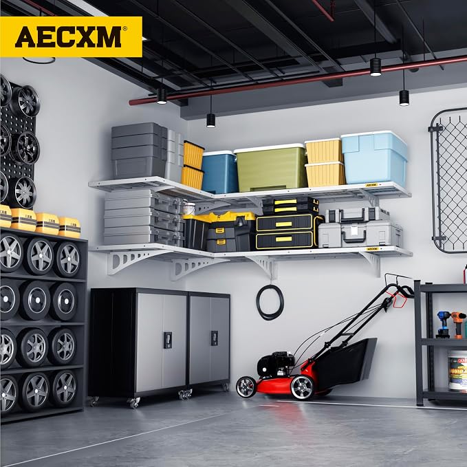 Aecxm 2x3ft 4Pack Wire Shelving Unit Heavy Duty Garage Storage Shelves Wall Mounted White 1120lbs Load Capacity（24-inch-by-36-inch）