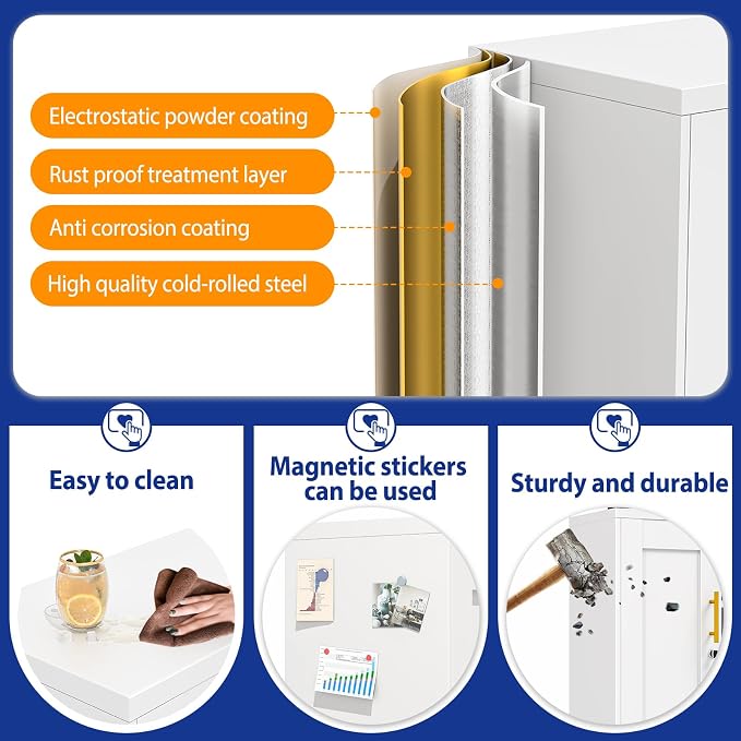 GAIOUS Metal Garage Wall Cabinet with Lock, Wall Mounted Steel Tool Cabinet | with Door and Shelf, Medicine Cabinet with Open Area, Hanging Cabinet for Garage Warehouse Bathroom Kitchen, White