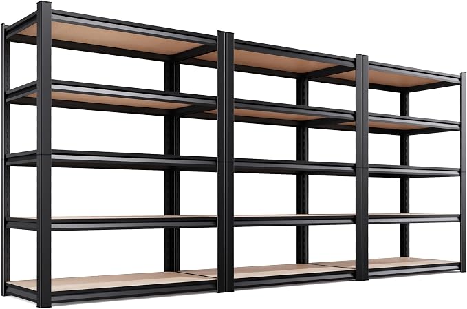 Set of 3 46" W Garage Shelving-2050 lbs 5 Tier Storage Shelves,Adjustable Heavy Duty Metal Shelving Unit and Storage Large Rack,Utility Steel Shelf for Warehouse Industrial Pantry 71"x46"x18"