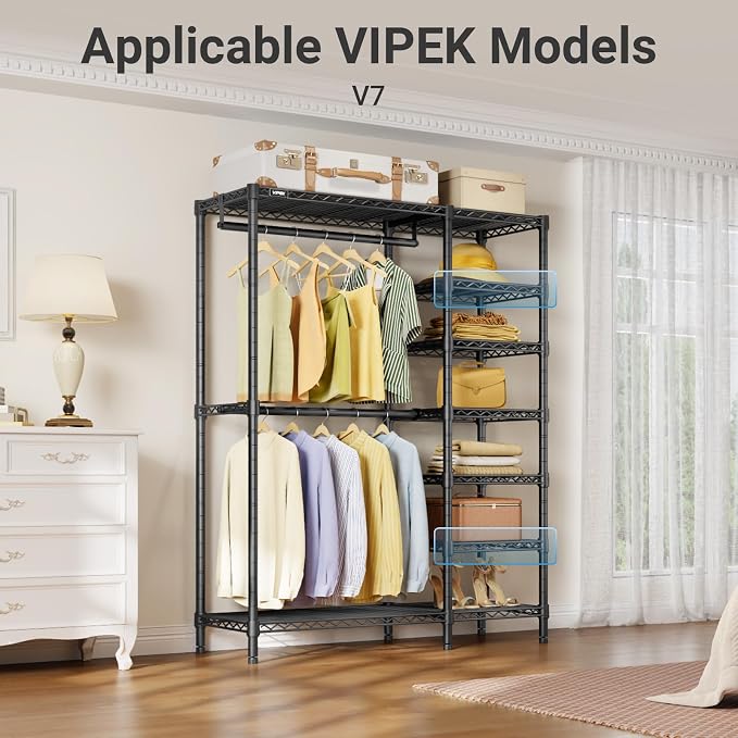 VIPEK 2Pack Wire Shelf for Clothes Rack, 13.8" x 15.7", Black | Wire Shelf Only Suitable for V7 Clothes Rack Quick Installation