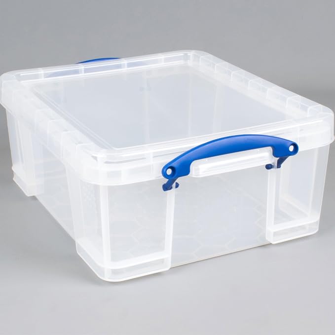 Really Useful Box 17L Plastic Storage Bins, 4 Pack | Containers with Snap Lids and Clip Lock, Clear
