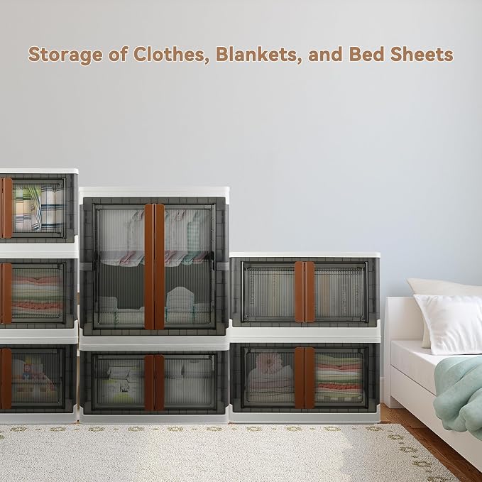 Wardrobe, Closet, Collapsible Storage Cabinet, Useful Box with Large Capacity, 37.5 Gal (142 L), Stackable on Box (19 Gal), Easy Storage of Clothes, Installation Free