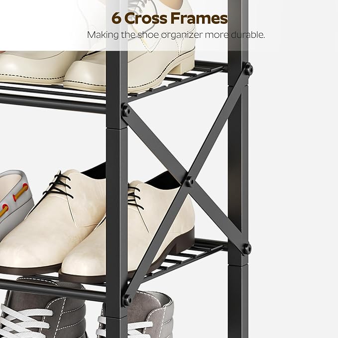YATINEY 10 Tier Shoe Rack, Large Capacity Shoe Storage Organizer Holds 40 Pairs, Sturdy and Stable, for Entryway, Hallway, Closet, Dorm Room, Charcoal SS10BCG1