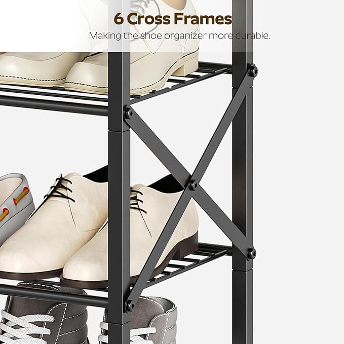 YATINEY 10 Tier Shoe Rack, Large Capacity Shoe Storage Organizer Holds 40 Pairs, Sturdy and Stable, for Entryway, Hallway, Closet, Dorm Room, Greige and Black SS10BG