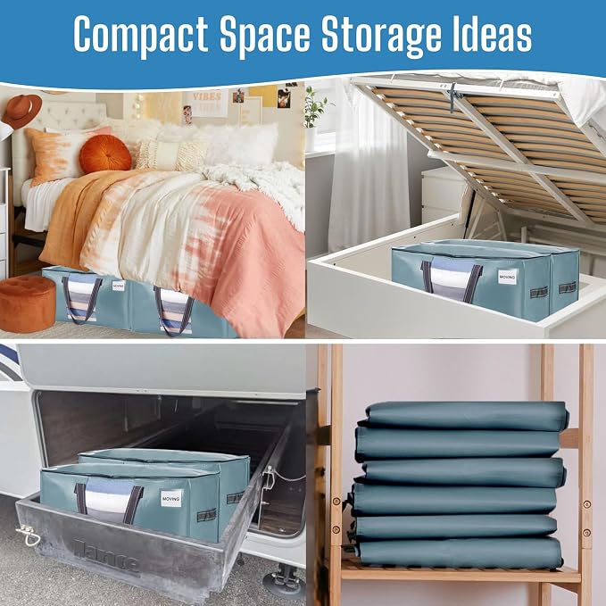 VENO Moving Bags, Wide Open Top, Clear Window, Light Blue, 10 Pack | Moving boxes Alternative, Heavy Duty, Storage Bags, Clothes and Comforter Storage, Packing Supplies, College Dorm Essentials