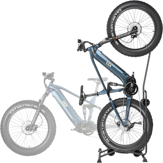 CyclingDeal Upright E Bike Fat Tire Bike Stand - Vertical & Horizontal Bike Rack Bicycle Storage Stand - Vertical E Bike Rack Garage - Fat Tire Bike Storage Rack - Holds Bikes up to 110 lbs