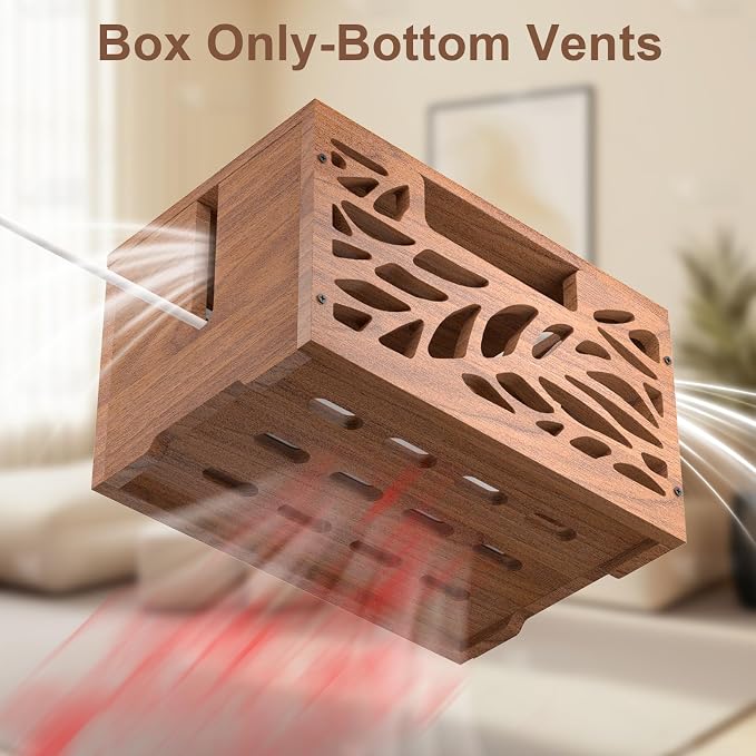 Wooden Cable Management Box, Large Cord Hider Box, Cord Box | Cable Organizer Box for Power Strips, Electrical Cords, Desk & Floor Cables Suitable for Home & Office