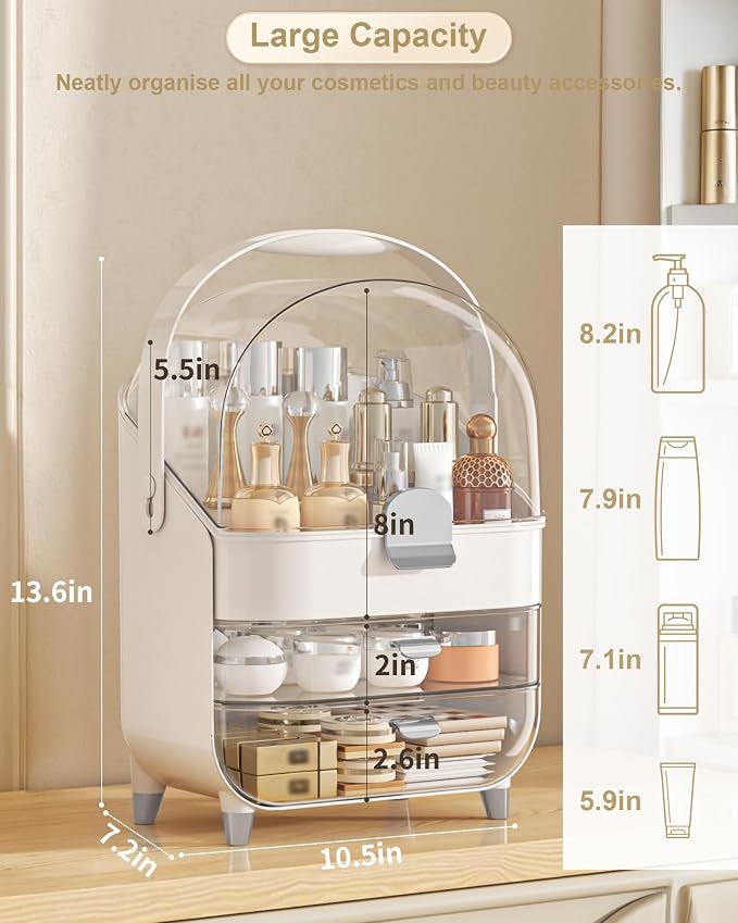 Anylady Makeup Organizer Countertop, Skincare Holder Bathroom Counter Organizer, Storage Box Cosmetic Display Cases, Teen Girl Gifts Make up Organizers for Vanity, Dresser