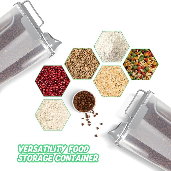 LEAWALK 5Lbs Airtight Cat Dog Food Storage Container With Upgraded Large Nozzle, BPA-Free Pet Food Storage Containers For Rice, Grain, Pet Food, Flour Dog Treat Storage-2Pack Grey
