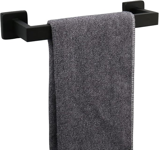 TocTen Bath Towel Rack - Square Base Thicken SUS304 Stainless Steel Towel Bar for Bathroom, Bathroom Accessories Towel Rod Heavy Duty Wall Mounted Towel Holder. (Black, 12)
