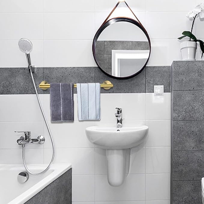 Nolimas Brushed Gold Bath Hand Towel Bar Single Bars Towel Rack Rod Classic Wall Mounted Stainless Steel Bathroom Towel Bar Toilet Kitchen Towel Shelf Single Layer,24inch