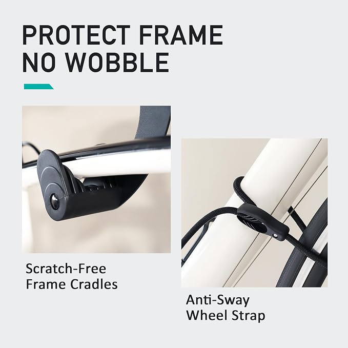 Buffalo Bike Wall Mount Rack – Adjustable Heavy-Duty Horizontal Indoor Hanger for Road, Mountain & Hybrid Bikes up to 48.5 lbs / 22 kg, Space-Saving Garage & Apartment Storage